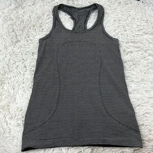 Lululemon Swiftly Tech Tank Black White Hyper Stripe